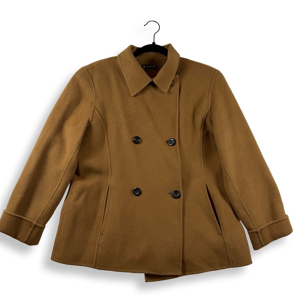 Alexandra Bartlett 100% Wool‎ Double Breasted Coat Camel Brown Size L RN 75343